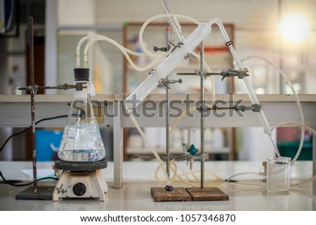 Scientists are distilling the solution to separate condensate. In the laboratory in Asia.