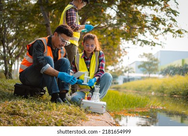 Scientists Team Collect Water Samples Analysis Stock Photo 2181654999 ...