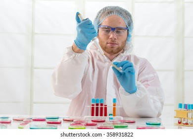 Scientists working with various samples