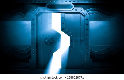 Sci-fi Scene, Spacecraft Metal Gate - Powered by Shutterstock