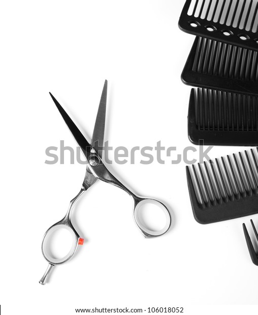 Scissors Combs On White Stock Photo (Edit Now) 106018052