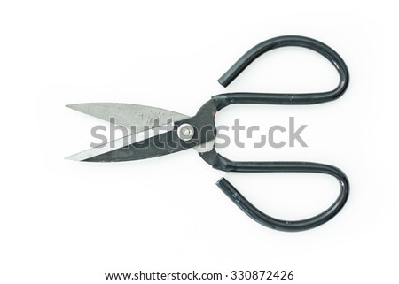 scissors cutting on white background