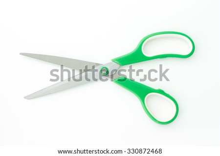 scissors cutting on white background