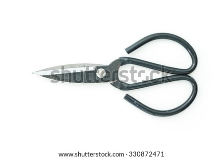 scissors cutting on white background