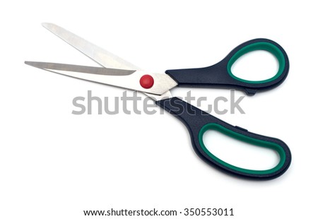 scissors cutting on white background
