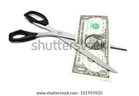 Scissors and money.