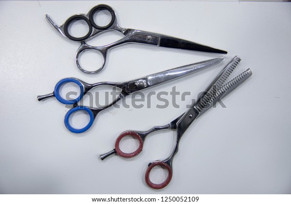Scissors Professional Scissors Thinning Hair Beard Stock Photo
