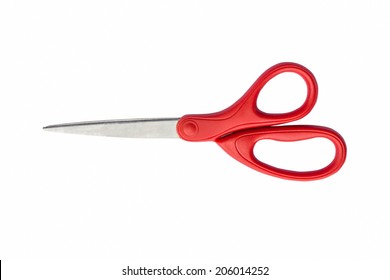 Scissors red on isolated white. - Shutterstock ID 206014252