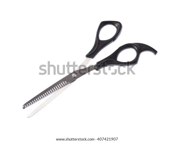 Scissors Thinning Hair Isolated On White Beauty Fashion Objects