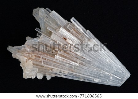 Scolecite (spray) with stilbite. Closeup.