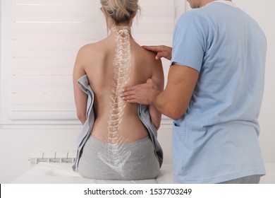 Scoliosis Spine Curve Anatomy, Posture Correction. Chiropractic treatment, Back pain relief. - Shutterstock ID 1537703249