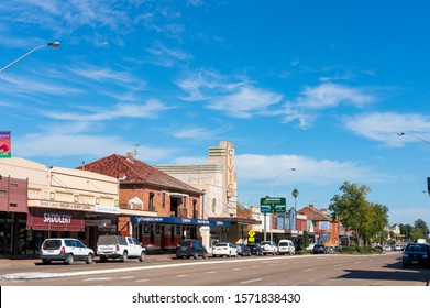 Scone, Australia - April 23, 2014: Australian Rural Town Of Scone Amin Street With Shops And Small Business Stores 