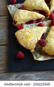 Scone With Raspberry, Food Closeup