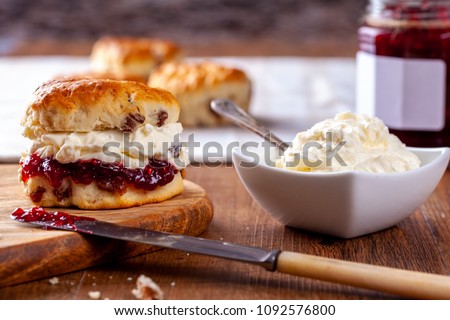 Scones with Strawberry Jam and Clotted Cream