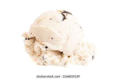 Scoop Of Chocolate Chip Cookie Dough Ice Cream Isolated On A White Background