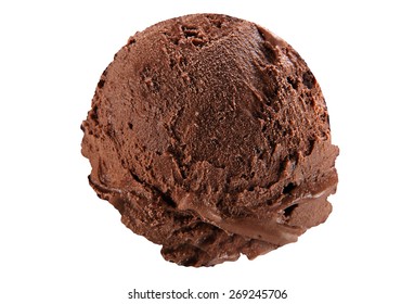 Scoop Of Dark Chocolate Ice Cream On White Background