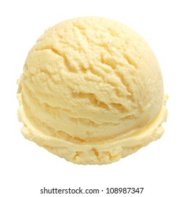 Scoop Of Lemon Ice Cream On White Background