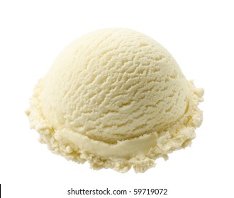 Scoop Of Vanilla Ice Cream Isolated On White Background