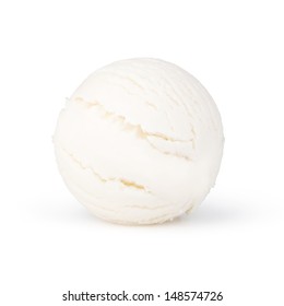 Scoop Of Vanilla Ice Cream On White Background