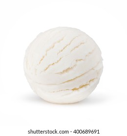 Scoop Of Vanilla Ice Cream On White Background