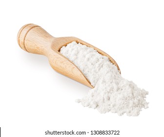 Scoop of wheat flour isolated on white