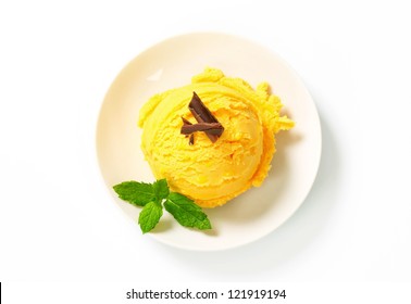 Scoop Of Yellow Ice Cream - Overhead
