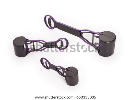 Scooper to collect stool Pets. Handled pooper scooper on white background