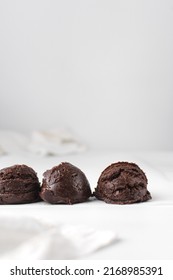 Scoops Of Double Chocolate Chip Cookie Dough, Edible Cookie Dough, Raw Cookie, Scoops Of Dark Chocolate Ice Cream