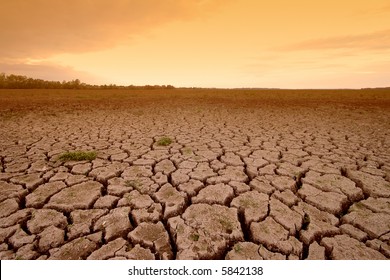 Scorched Earth With Orange Sky