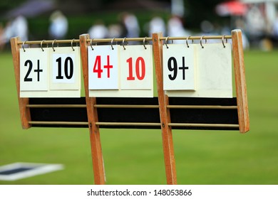 Scoreboard At A Lawn Bowls Match