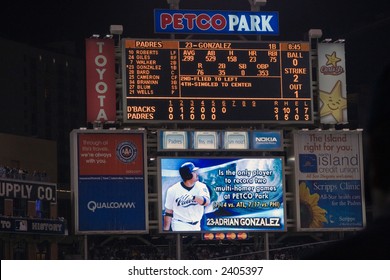 Scoreboard At Petco Park, San Diego