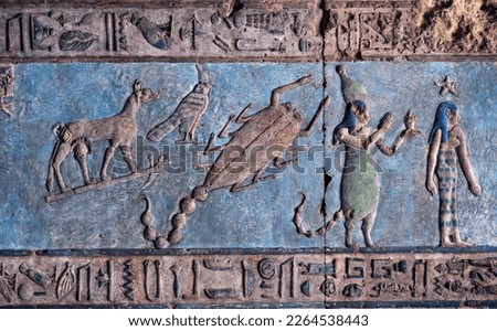 Scorpio on astronomical ceiling at Hathor temple . Dendera . Egypt .