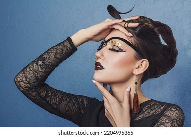 Scorpio Sign. Portrait Of Woman With Scorpio Pirate Eye Patch