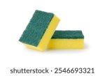 Scotch brite isolated on white background with clipping path,  Sponges for dishwashing.