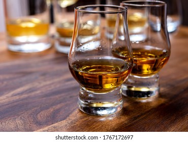 Scotch Single Malt Or Blended Whisky Tasting On Distillery In Scotland, UK, Close Up