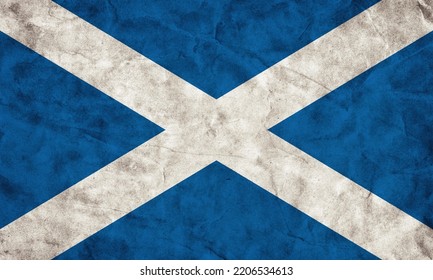 Scotland Flag In Grunge Vintage Style.