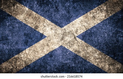 Scotland Flag On The Grunge Concrete Wall