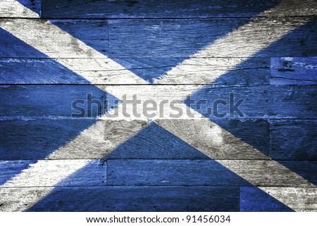 scotland flag painted on old wood background