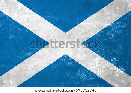 Scotland - Scottish Flag on Old Grunge Texture Background