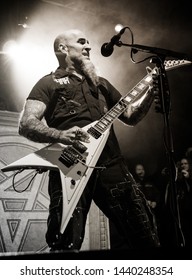 Scott Ian Anthrax Lead Guitarist Performing Live At Manchester Academy, UK, February 14th 2017