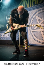 Scott Ian Anthrax Lead Guitarist Performing Live At Manchester Academy, UK, February 14th 2017