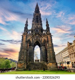 Scott Monument in Edinburgh at sunset, Scotland - Shutterstock ID 2200326293