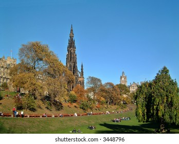 Scott Monument In Princes Street Gardens, Edinburgh