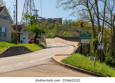 Scott Township, Pennsylvania, USA May 8, 2022 The Scott Township Veterans Memorial Bridge on a sunny spring day