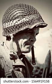 SCOTTISH BORDERS, ABBEY ST BATHANS,SCOTLAND-18th April  2009.US Marine WW2 Reenactor Portrait. 