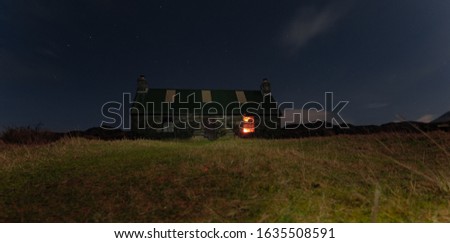 Scottish Bothy at Night Time With Clouds