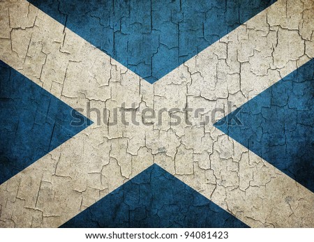 Scottish flag on a cracked grunge background