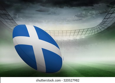 Scottish flag rugby ball against rugby stadium - Powered by Shutterstock