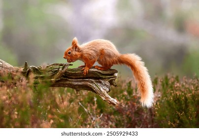 Scottish red Squirrel with a nut in its mouth photo - Powered by Shutterstock