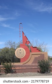 Scottsdale, Ariz.  USA - January 28, 2022: ON SRPMIC Land, Traffic Signs Carry Updated Symbols Designed By Salt River Pima–Maricopa Indian Community To Honor Their Heritage. 2I9A9098